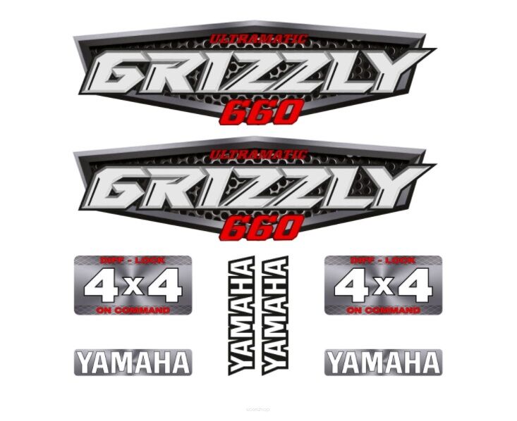 Zestaw naklejek Yamaha Grizzly 660 kolor srebrny