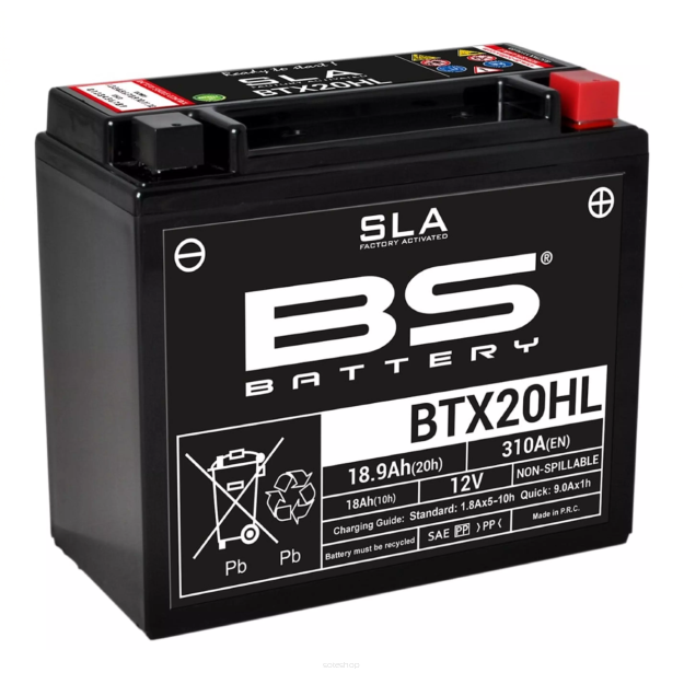 Akumulator BS BTX20HL (FA) (YTX20HL-BS) 12V 18AH BEZOBSŁUGOWY ZALANY (310A)