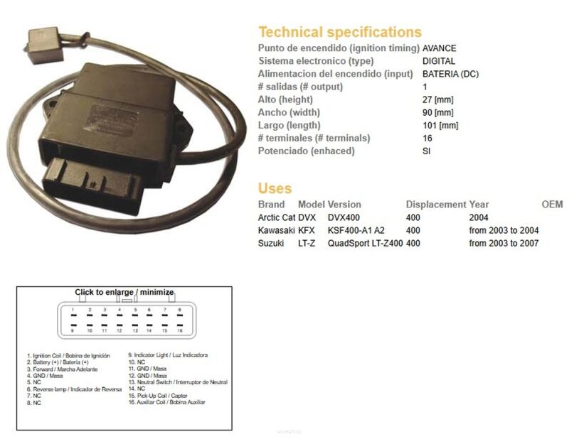 Moduł zapłonu CDI DZE 1620-01 Suzuki Kawasaki